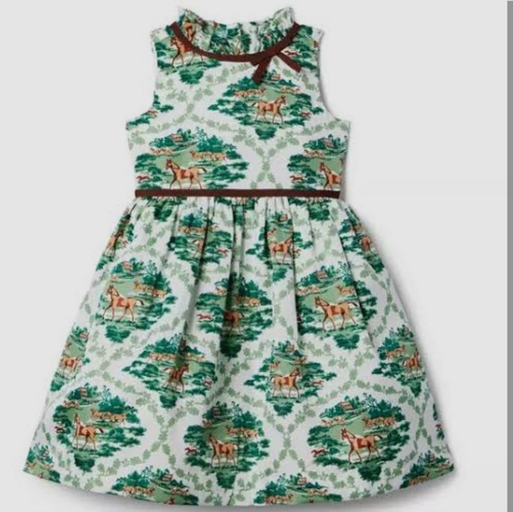 Janie and Jack Green and Brown Woodland Dress